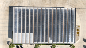 Tetto dello stabilimento OMAG con impianto fotovoltaico